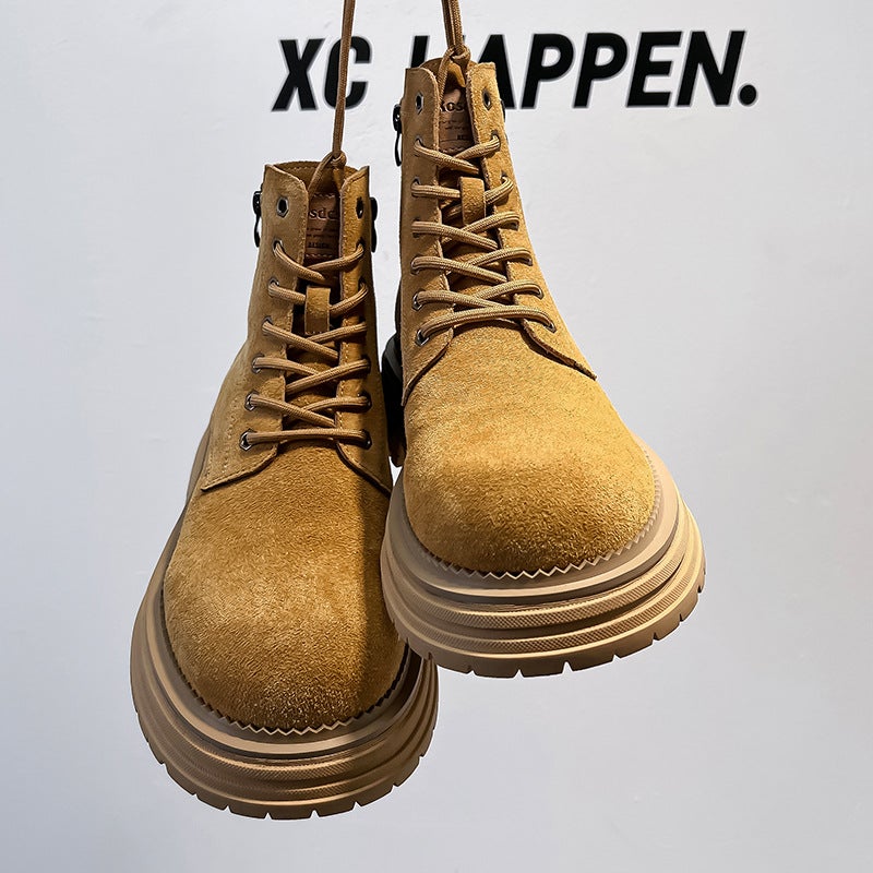 Fashion Explosions Leather Men'S High-Top British Big Head Fashion Joker Locomotive Tooling Rhubarb Boots 81589-A - Image 3